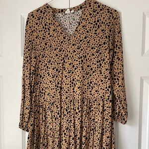 XS Animal Print Long Sleeved Dress - Gap
